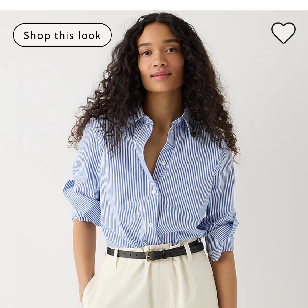 Slim-fit stretch cotton poplin shirt in stripe (banker blue)